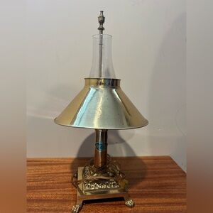 Vintage BRASS Paris ORIENT EXPRESS Istanbul Table Desk LAMP Railroad Claw Feet